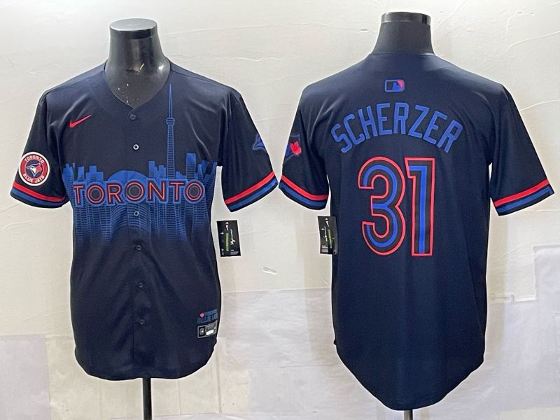 Men 2025 Toronto Blue Jays #31 Scherzer Black Joint Name Nike MLB Jersey 07